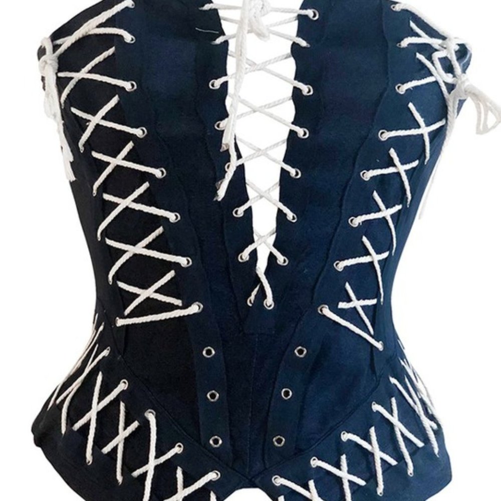 Women's Blue Sweetheart Tie Me Up Corset Top